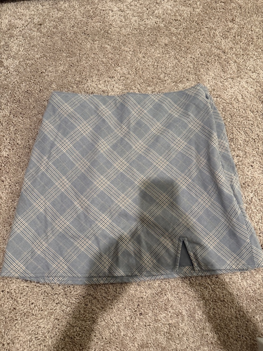 Abercrombie & Fitch Light Gray Plaid Mini Skirt with Front Slit